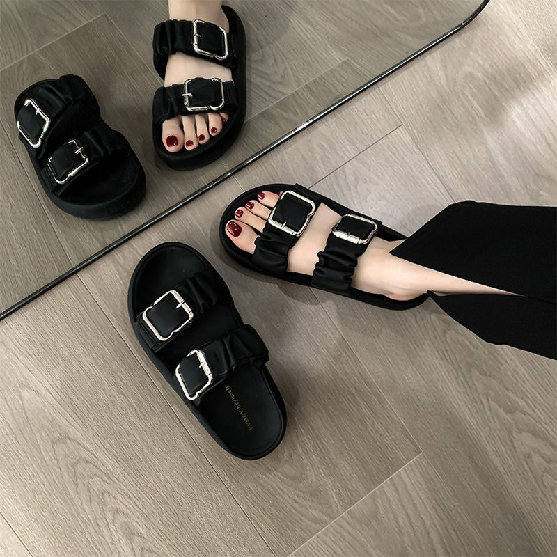 Dép quai ngang nữ 3TDEP, dép 2 quai nhún khoá thời trang đi chơi, dạo phố