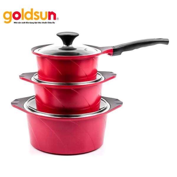 Bộ nồi nhôm đúc Goldsun AD07-3206AG-IH(Đỏ)