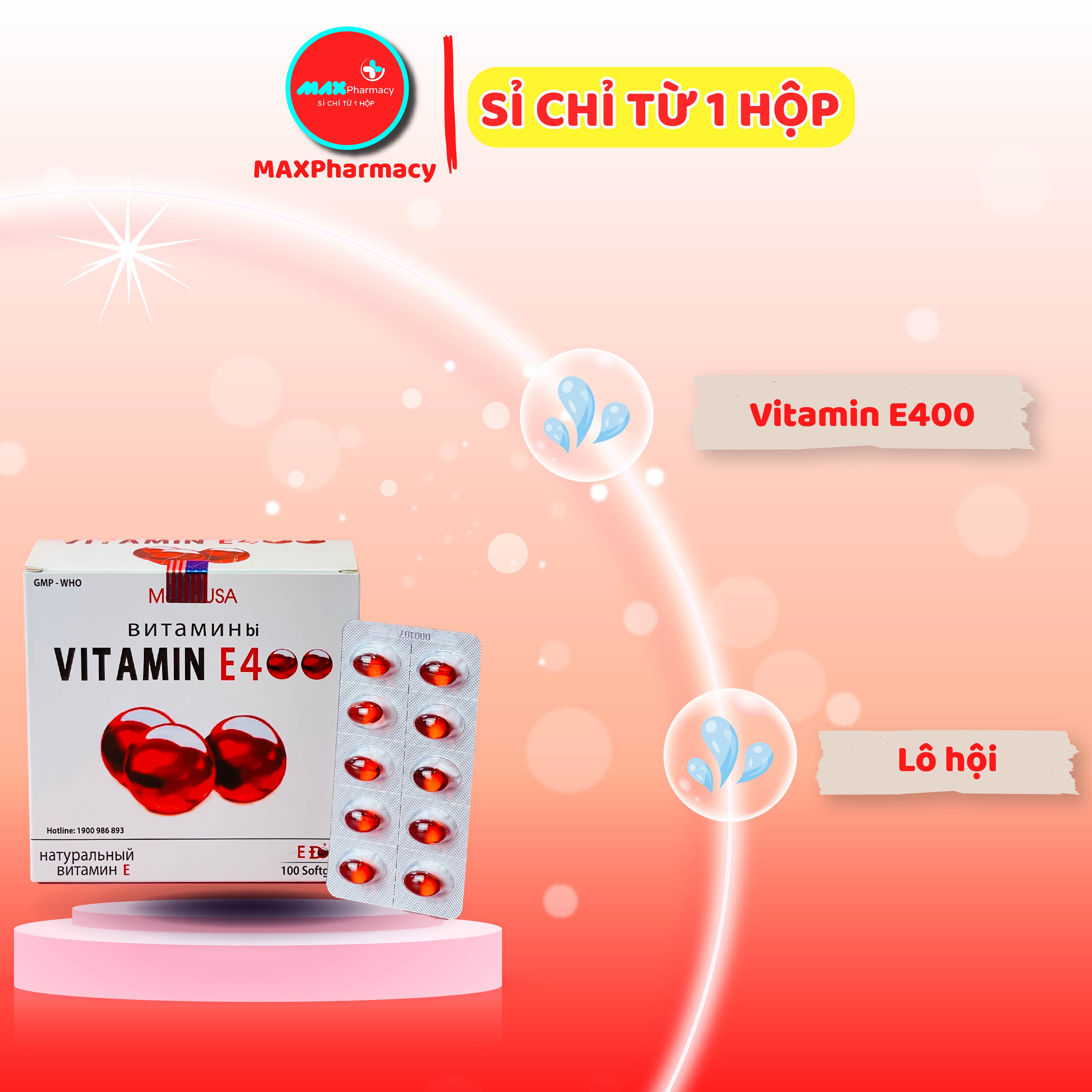 Vitamin E đỏ Mediusa Vitamin E 400 (Hộp 100 viên) - Minpharmacy
