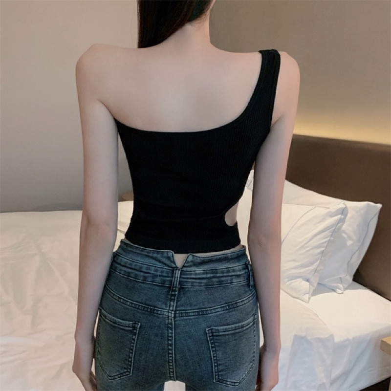 Áo thun thời trang nữ khoe eo khoét vai thời trang