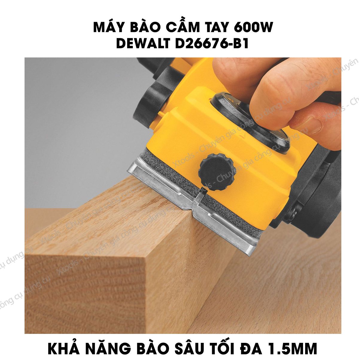Máy bào gỗ cầm tay DEWALT D26676-B1 600W Máy bào DeWalt thiết kế cách điện kép, sử dụng lưỡi bào thông dụng 82mm, khả năng bào sâu tối đa 1.5mm