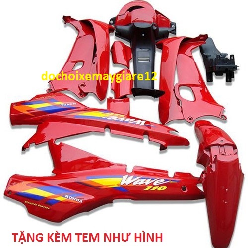 Dàn áo xe wave thái 1 bóng MÀU ĐỎ -wave ZX  /Wave nhỏ 110 /nhựa nguyên sinh Màu ĐỎ CỜ (D159