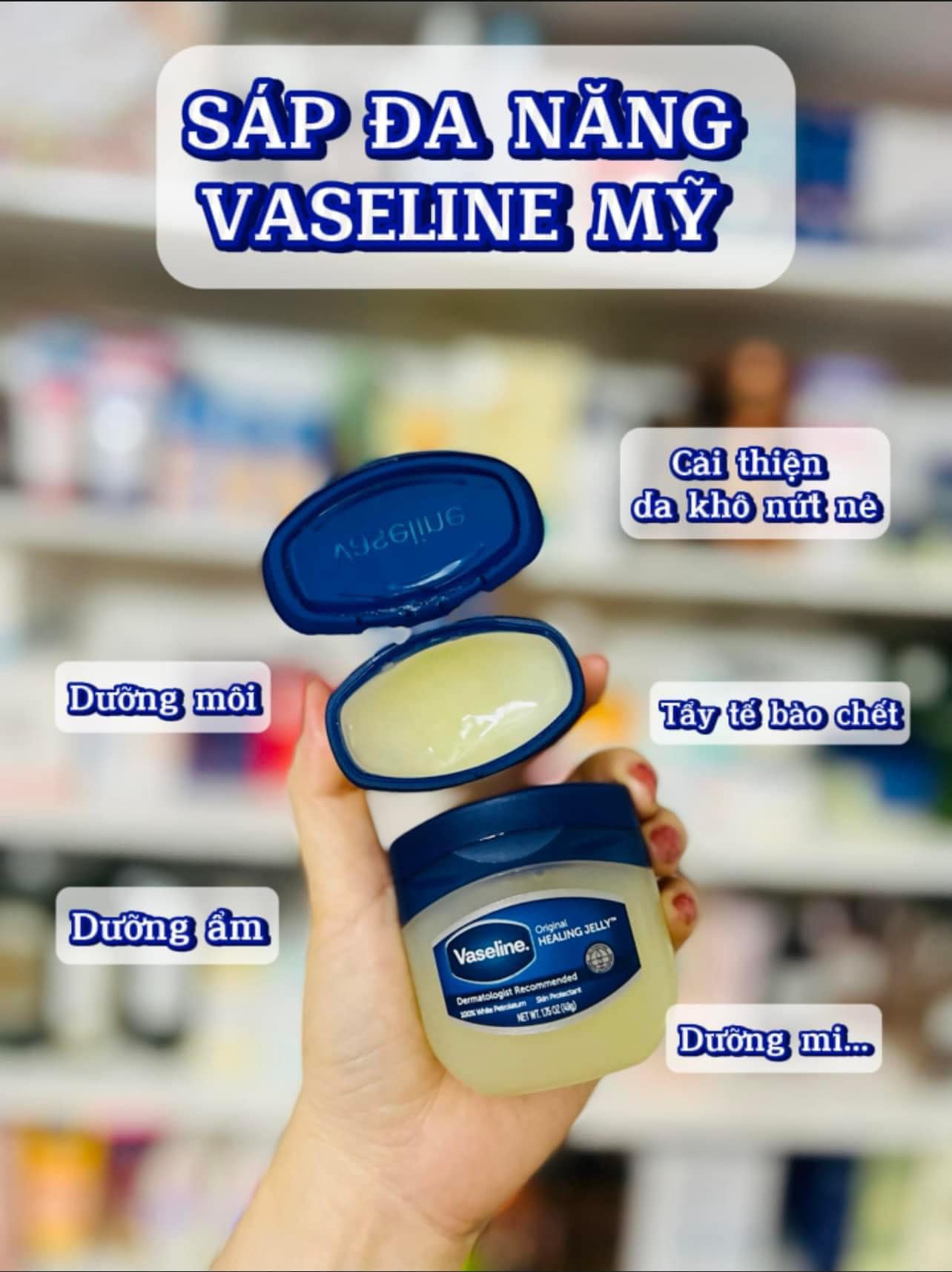 SÁP DƯỠNG ẨM Vaseline Original - Dermatologist Recommended 100% white petrolatum (có 2 lựa chọn)