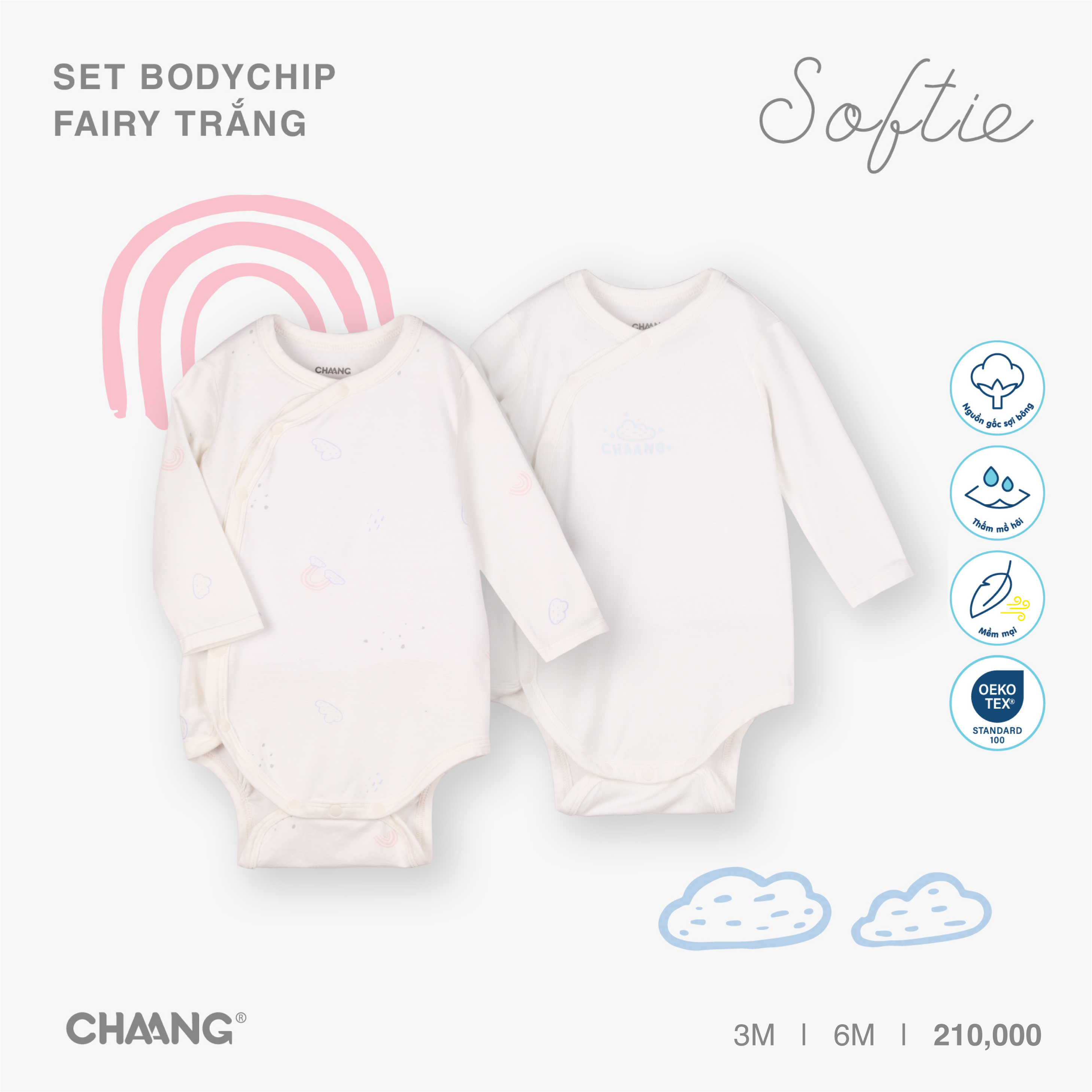 Set 2 chiếc bodychip sơ sinh Fairy Chaang
