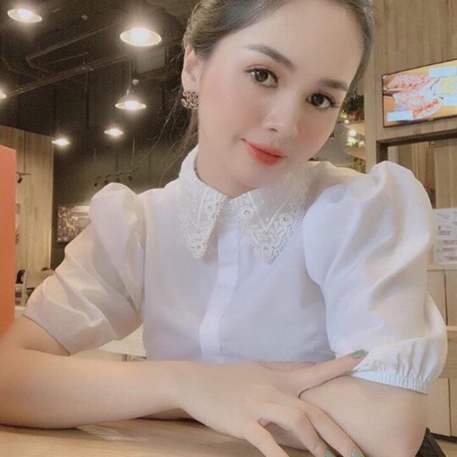 Áo Sơ Mi Cổ Ren Tay Bồng