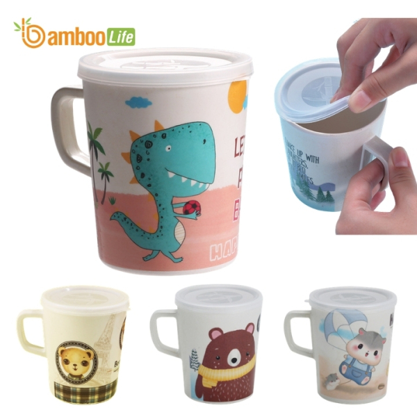 Cốc uống nước cho bé sợi tre hình thú Bamboo Life BBL7064 an toàn cho bé phong cách châu âu