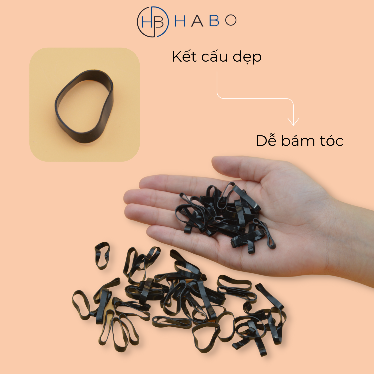 Thun cột tóc đen, chun buộc tóc màu đen siêu dai 100g