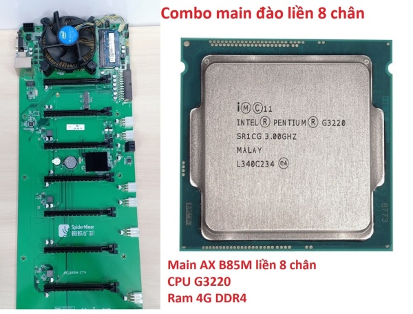 Bảng giá [Zalo giá tốt] Combo Main đào liền 8 chân Main AX-B85M-ETH liền 8.G3220. Ram4G DDR4 Phong Vũ