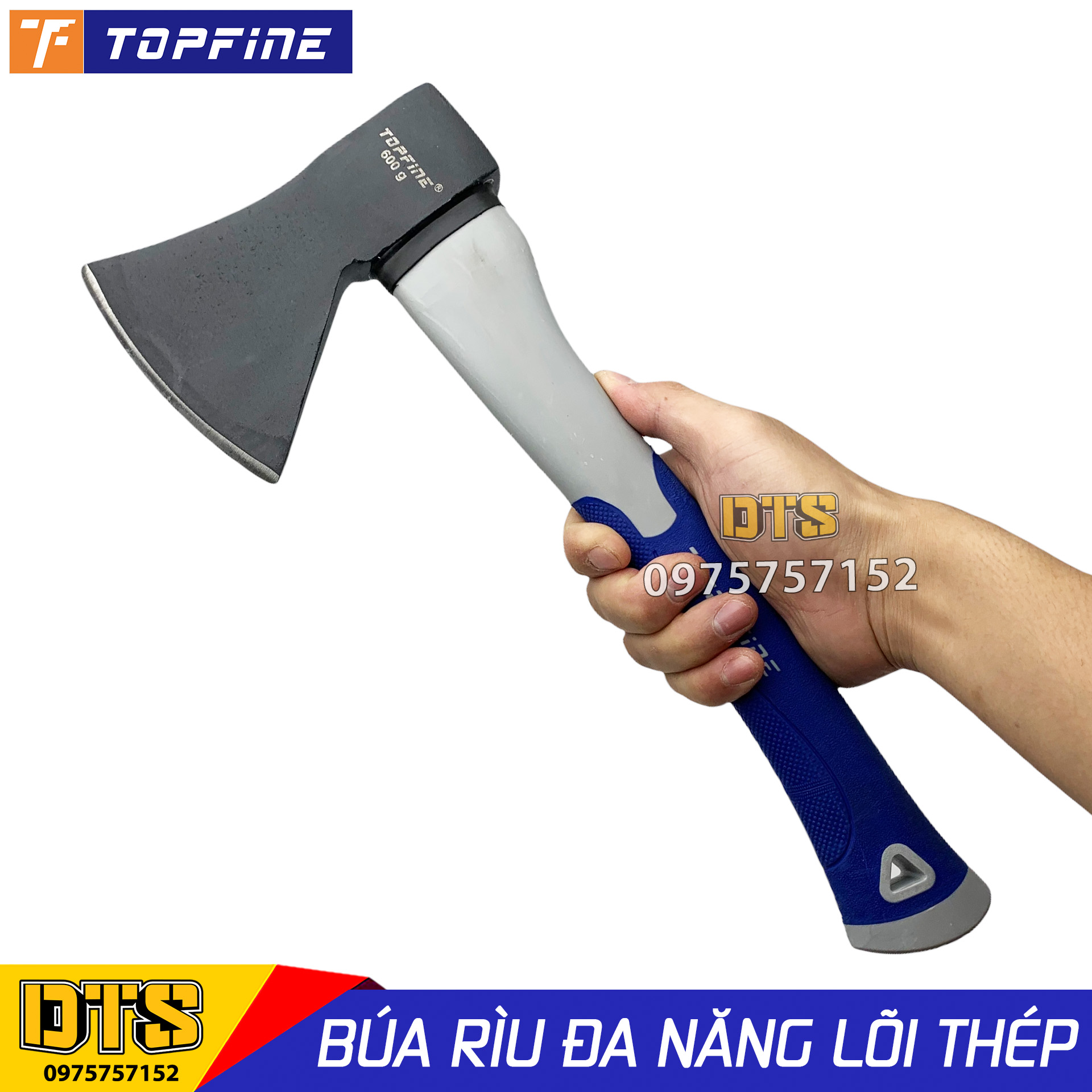 Búa rìu đa năng TOP FINE thép CR-V siêu cứng, rìu đa năng lõi thép cán nhựa TPR siêu bền, dã ngoại, sinh tồn, đi rừng, chặt cây, bổ củi, thoát hiểm, phá kính, cứu hộ 600G, búa đa năng, riu da nang, búa riù chuyên nghiệp