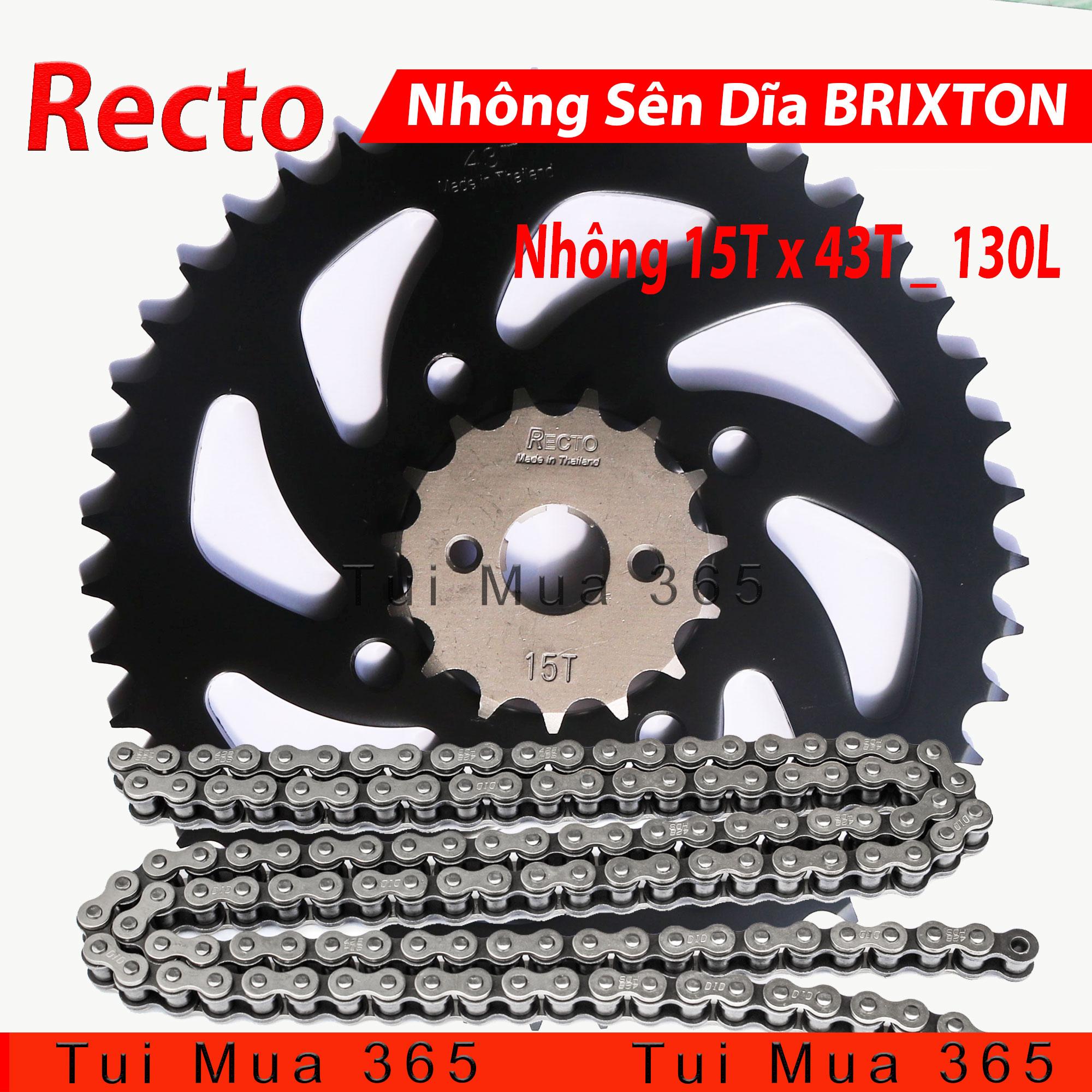 [HCM]Nhông Sên Dĩa Recto Brixton 125 150cc Sên Đen 130L 10ly DID HDS Thái Lan 15T x 43T
