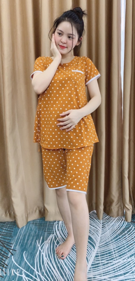 bộ đồ bầu mặc nhà chất siêu nhẹ mềm mát-bộ đồ bầu họa tiết dễ thương