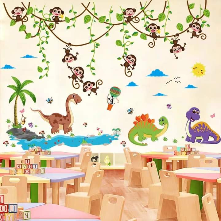 [HCM]DECAL DÁN TƯỜNG KHỦNG LONG VÀ GIÀN KHỈ