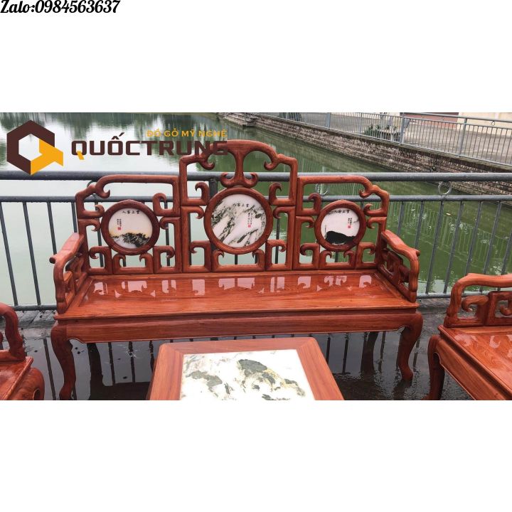 Bàn ghế gỗ - Bộ móc mỏ hương đá 10 món