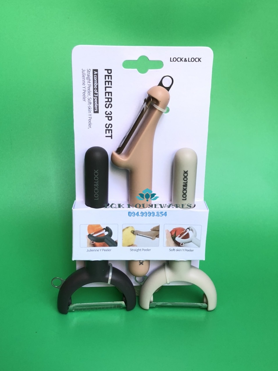 [ Lock&Lock ] Bộ Dao Bào 3P Lock&Lock (Julienne Dao, Dao Bào Răng Cưa, Dao Bào Củ Quả) Cks003