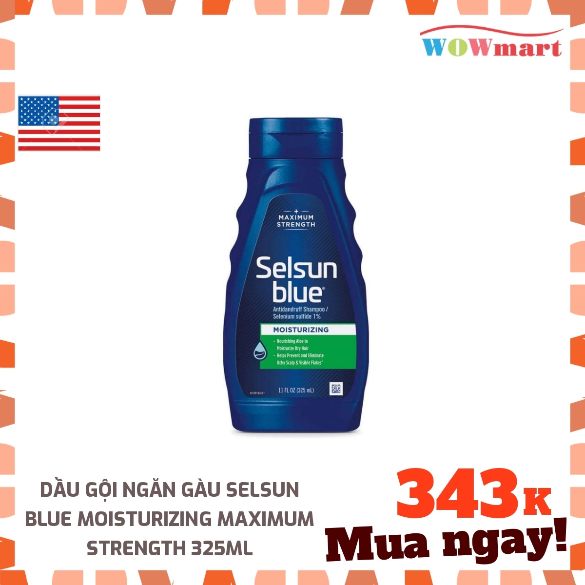 [HCM]Dầu gội ngăn gàu Selsun Blue Moisturizing Maximum Strength 325ml