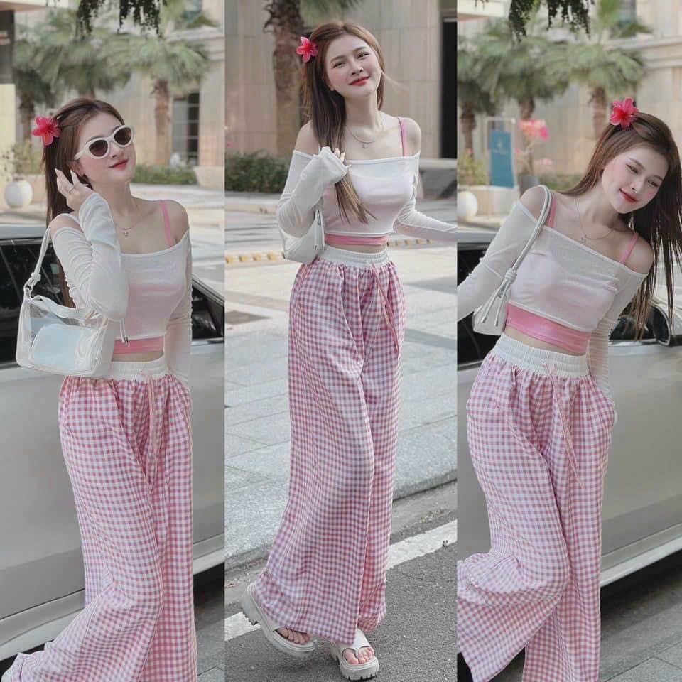 3 SIZE 45-60KG TÙY CHIỀU CAO] QUẦN DÀI LƯNG PHỐI TRẮNG, CARO LỤA DÀI 98CM ỐN RỘNG 28CM