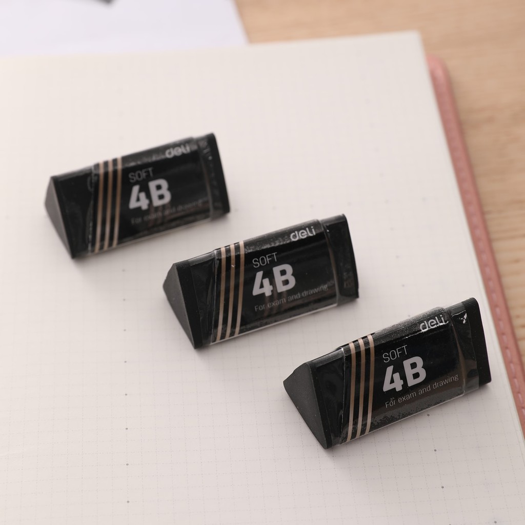 Gôm tẩy 2B/4B Deli, dành cho thi cử - Màu Đen - 1 viên / 2 viên - gôm tẩy sạch, ít vụn- E3043/ EH01720
