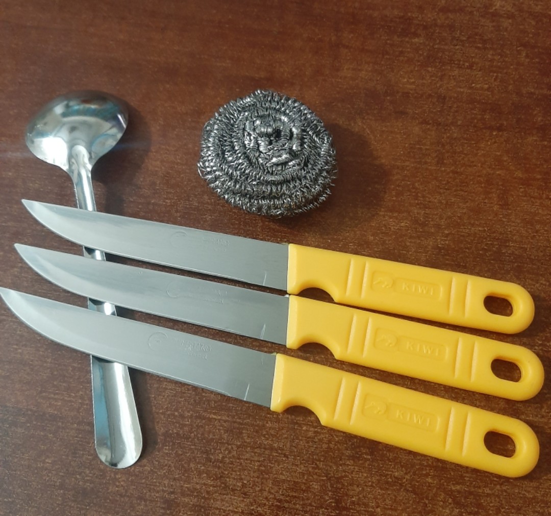 Bộ 3 Dao Bếp Inox Cán Vàng Cao Cấp Kiểu Dáng Đẹp Mắt Tinh Tế Lưỡi Dao Gia Công Kỹ