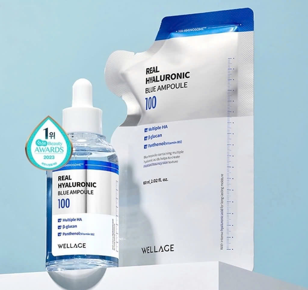 Serum HA tươi + B5 Wellage Rea Hyaluronic Blue Ampoule