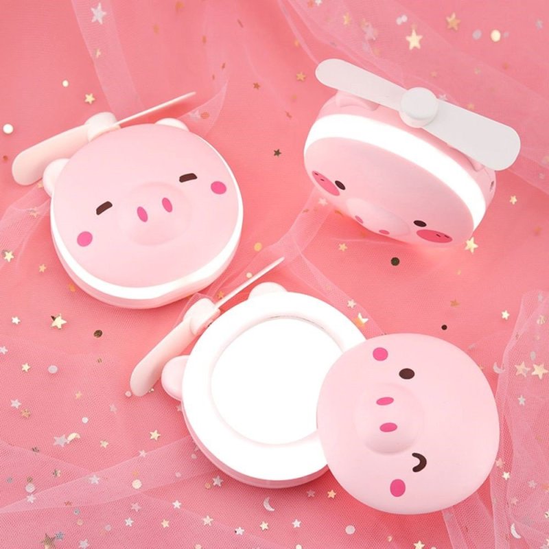 Quạt Kèm Gương Có Led hình heo