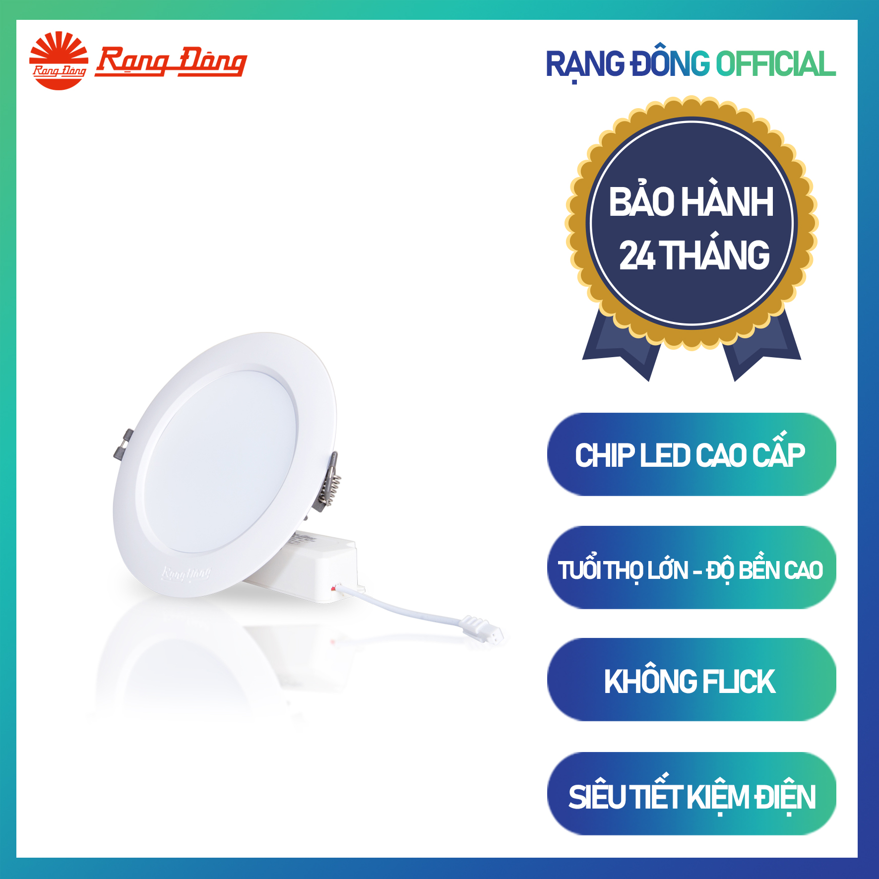 Đèn LED âm trần Downlight AT04L 90/9W Chính hãng Rạng Đông Siêu tiết kiệm điện Tuổi thọ cao Dễ dàng lắp đặt Cho dải ánh sáng đẹp