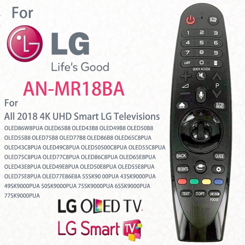 Điều khiển từ xa mr18ba cho tất cả lg 2018 4k uhd smart tv không có giọng nói, con trỏ, con trỏ với tv lg oled65w8pua oled77w8pua oled43w8pua