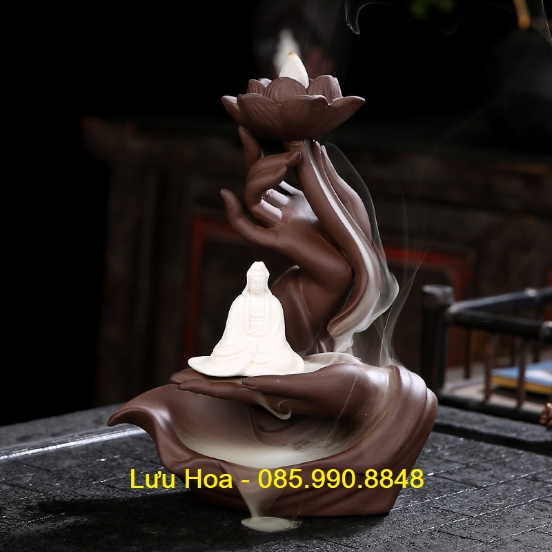 Thác Khói Trầm Hương Thác Trầm Khói Ngược Cao Cấp Hình Bàn Tay Phật Đà - Hút tài lộc, tụ vượng khí, thư giãn, thưởng trà, thiền định, mang lại may mắn, cầu bình an cho gia chủ