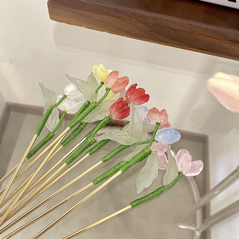 Trâm Búi Tóc Cài Tóc Thiết Kế cánh hoa Tulip