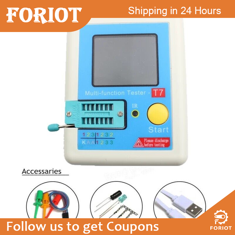 Foriot official lcr-t7 new transistor tester tft diode transistor capacitance tester lcr esr tester npn pnp mosfet multifunction tester multimeter160x128 tft display