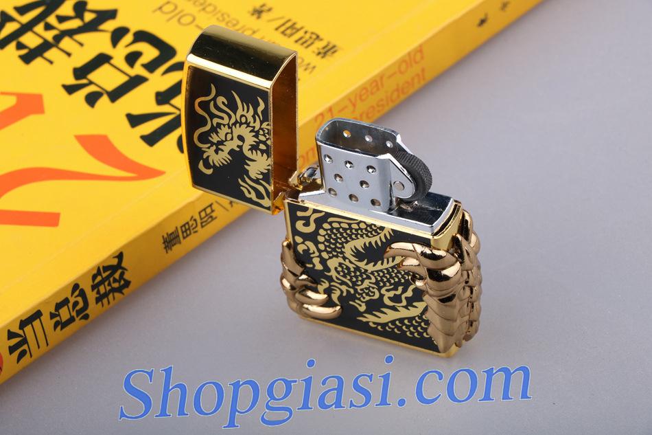 Bật Lửa KHÒ TIA Rồng Đen Vàng