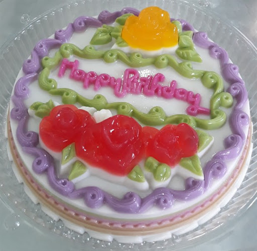 KHUÔN RAU CÂU NHỰA HAPPY BIRTHDAY CHÙM HOA HỒNG 25 CM