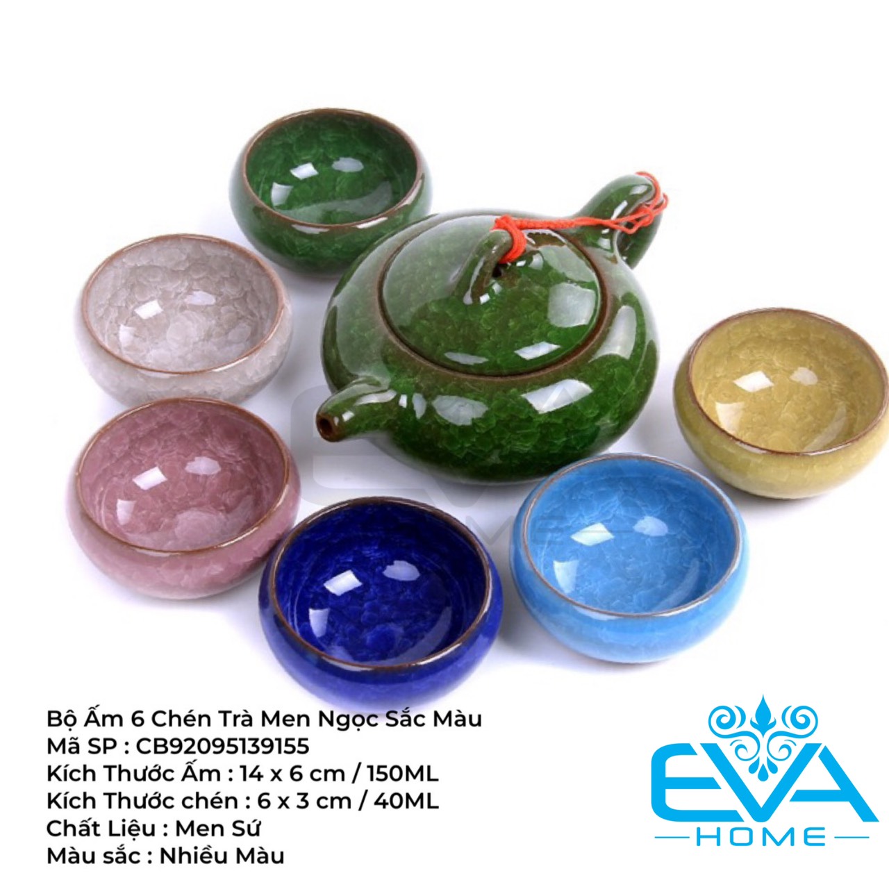 Bộ Ấm 6 Chén Trà Men Ngọc Bích Cá 3D Sang Trọng