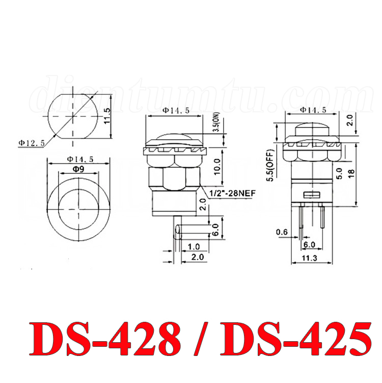 Nút nhấn tự giữ DS-428 12mm (Nút nhấn giữ)