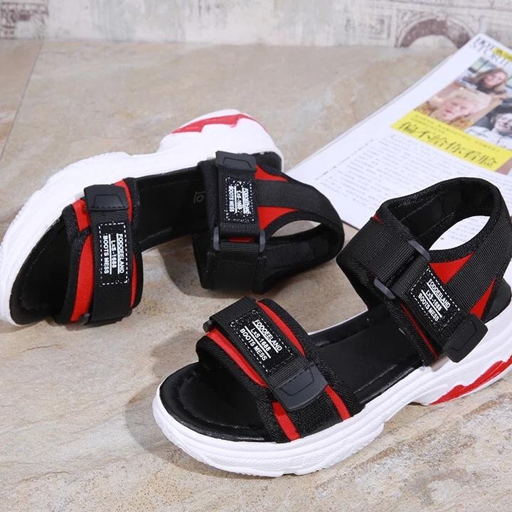 SANDAL NỮ ĐẾ BÁNH MỲ ĐEN ĐỎ