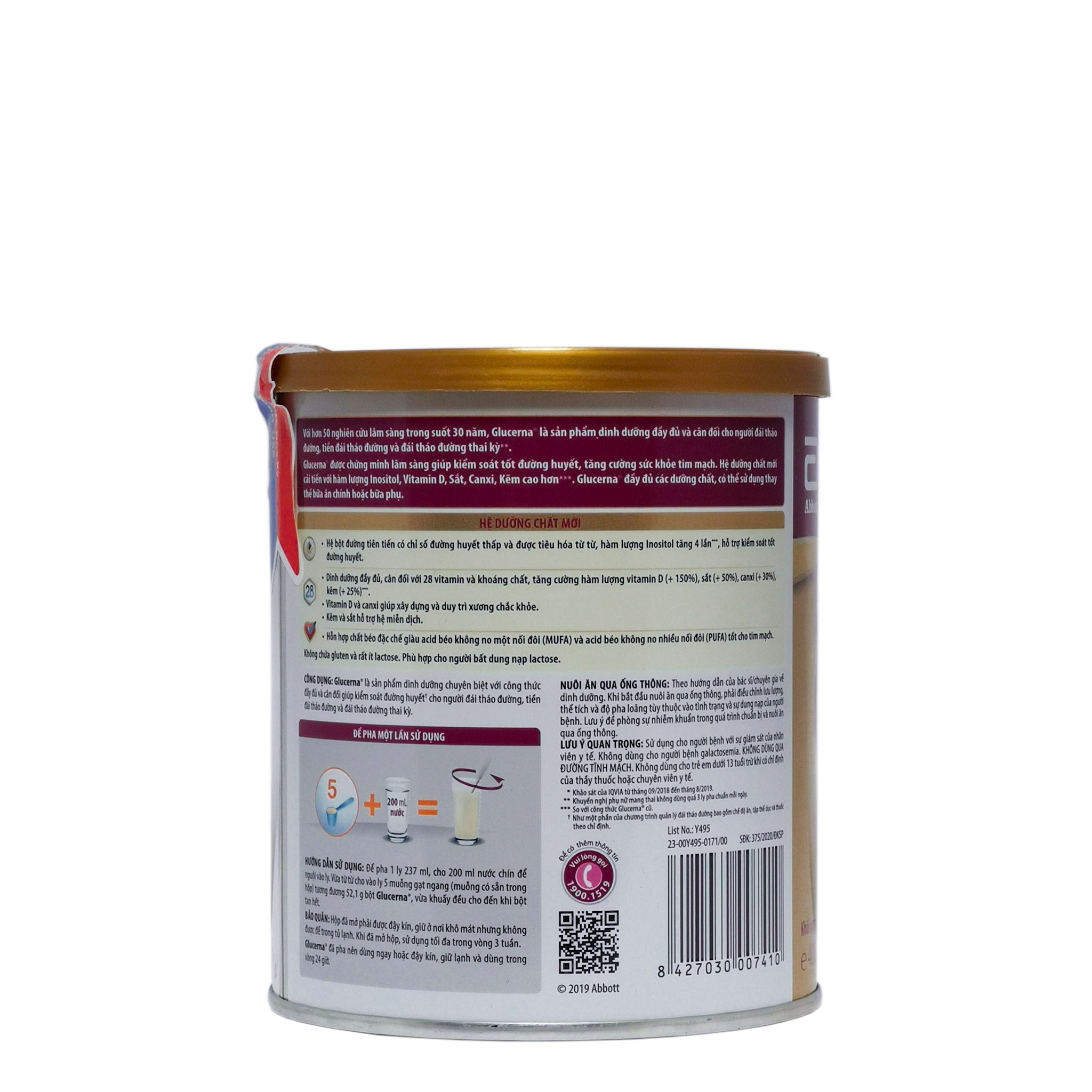 Combo 2 Hộp Sữa Bột Abbott Glucerna Hương Vani - 380g