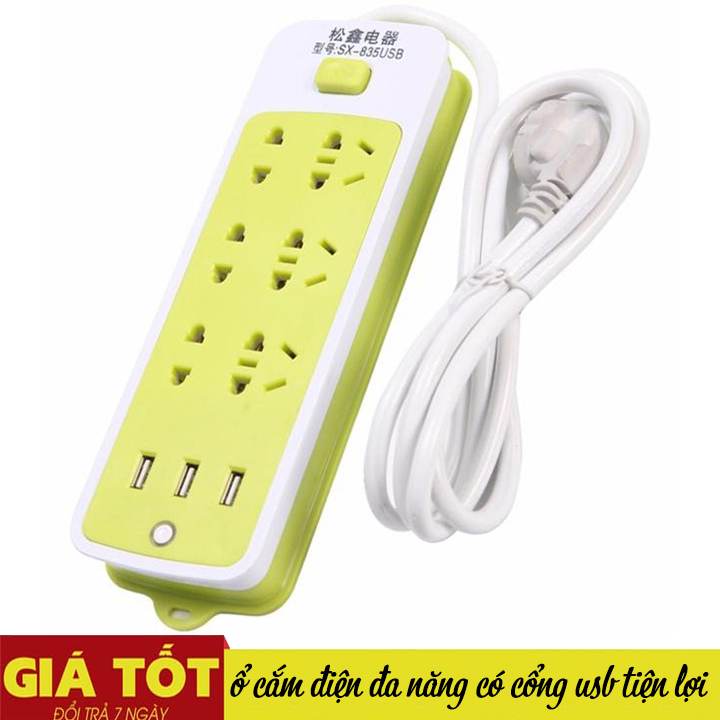 Ổ CẮM ĐIỆN ĐA NĂNG THÔNG MINH CÓ CỔNG USB SẠC NHANH 2A AN TOÀN CHỐNG GIẬT SIÊU TIỆN LỢI - Ổ CẮM ĐIỆN 6 PHÍCH CẮM 3 CỔNG USB SẠC NHANH 2A 45 đánh giá4 câu hỏi đã trả lời