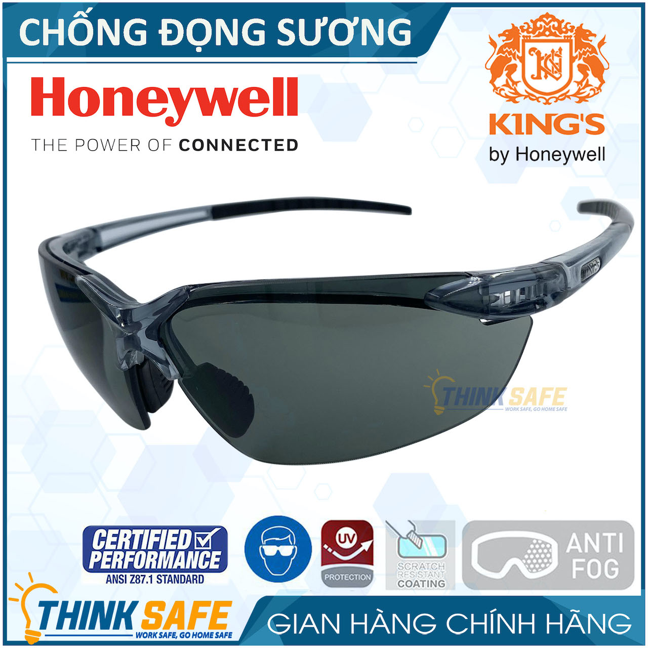 Goggles KING'S KY712 dustproof glasses ultra-light, anti-scratches, eye glasses anti đọng steam fog, anti-ultraviolet UV (black)-protective thinksafe