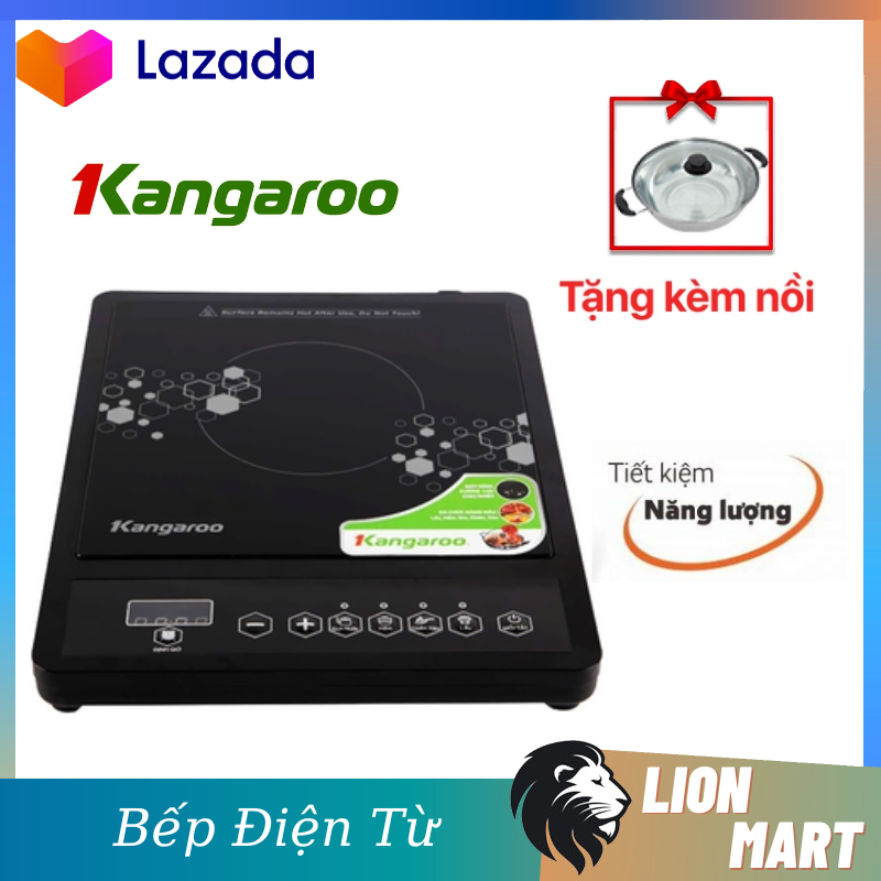 Bếp điện từ đơn kangaroo kg15ic1 tặng nồi lấu - công suất 1800w, mặt kính crystal, 4 chức năng nấu