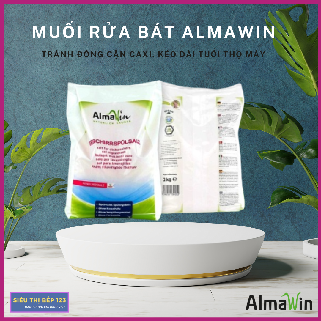 Muối Rửa Bát Almawin Hữu Cơ 2Kg - Giúp làm mền nước, chống cặn canxi và bảo vệ máy rửa bát