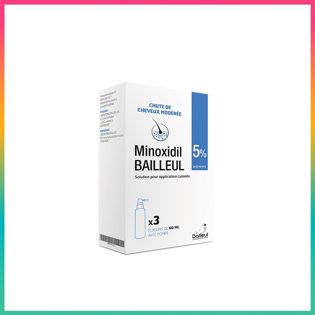 Xịt mọc tóc (60ml) ngăn rụng tóc, hỗ trợ mọc tóc Minoxidil Bailleul 2%/5%, Pháp