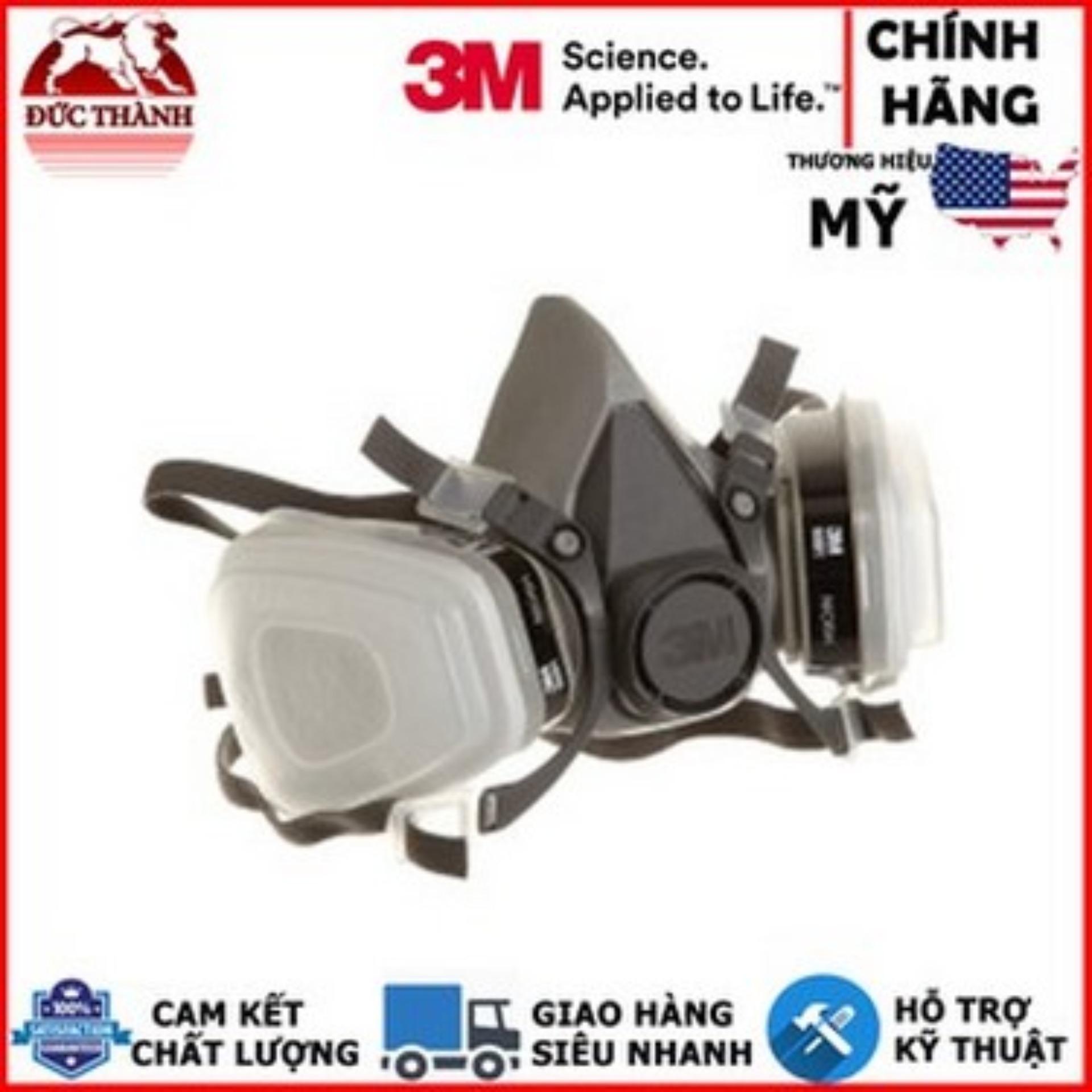 Bộ 1 mặt nạ bảo hộ phòng độc nửa mặt loại 2 phin lọc 3M 6100 và 2 phin lọc 3M 6001