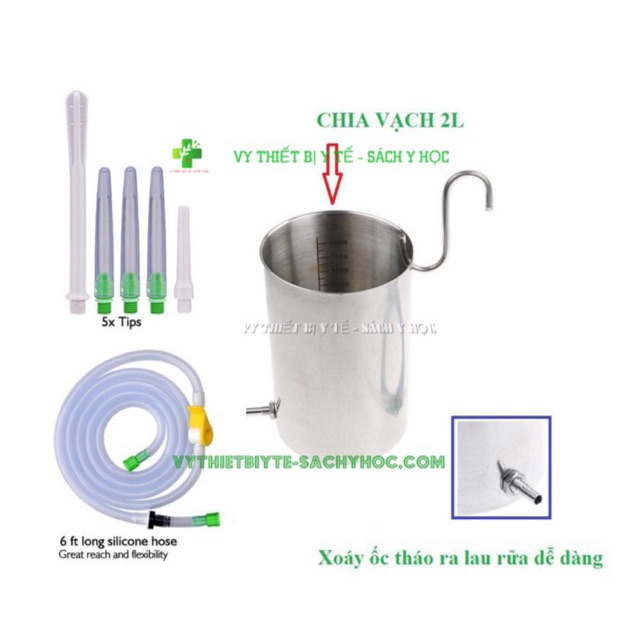 Bốc Thụt Thải Độc Đại Tràng 2 Lít Có Chia Vạch Inox304 - Bộ 1