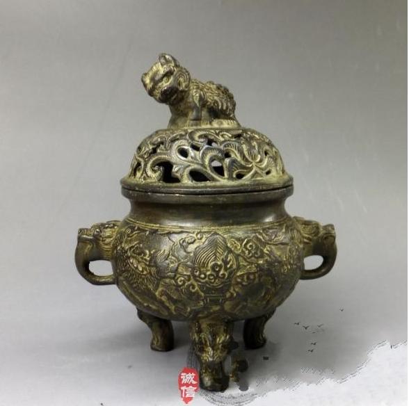 Lư Xông Trầm Hương Đồng Cổ Kỳ Lân