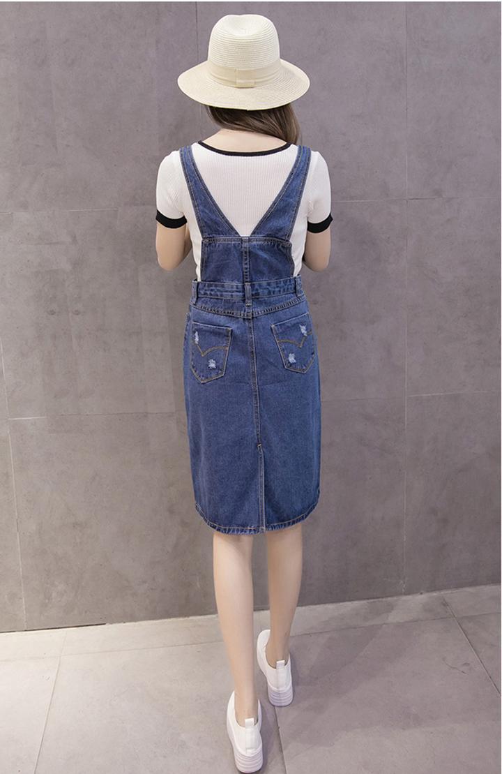 [HCM]Đầm Yếm Jean Nữ Wash Cào Duyên Dáng
