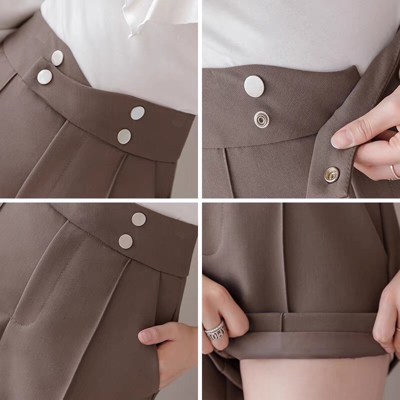 Quần short lưng cao 4 cúc cạp chéo hack dáng -HVS-mã sooc 4 cúc
