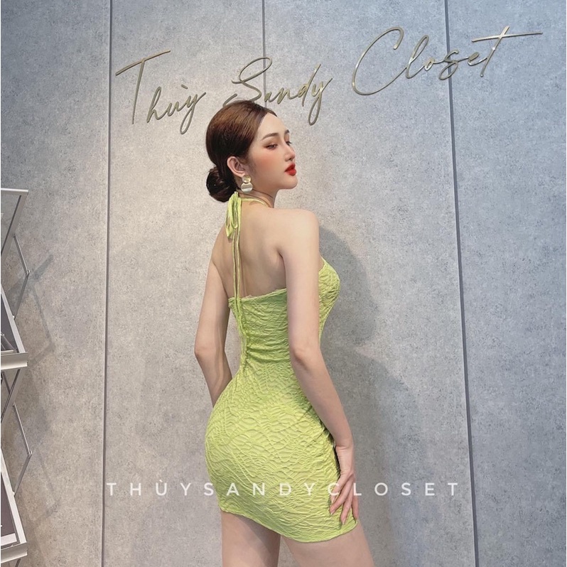 Đầm body nữ kiểu xốp yếm hở lưng