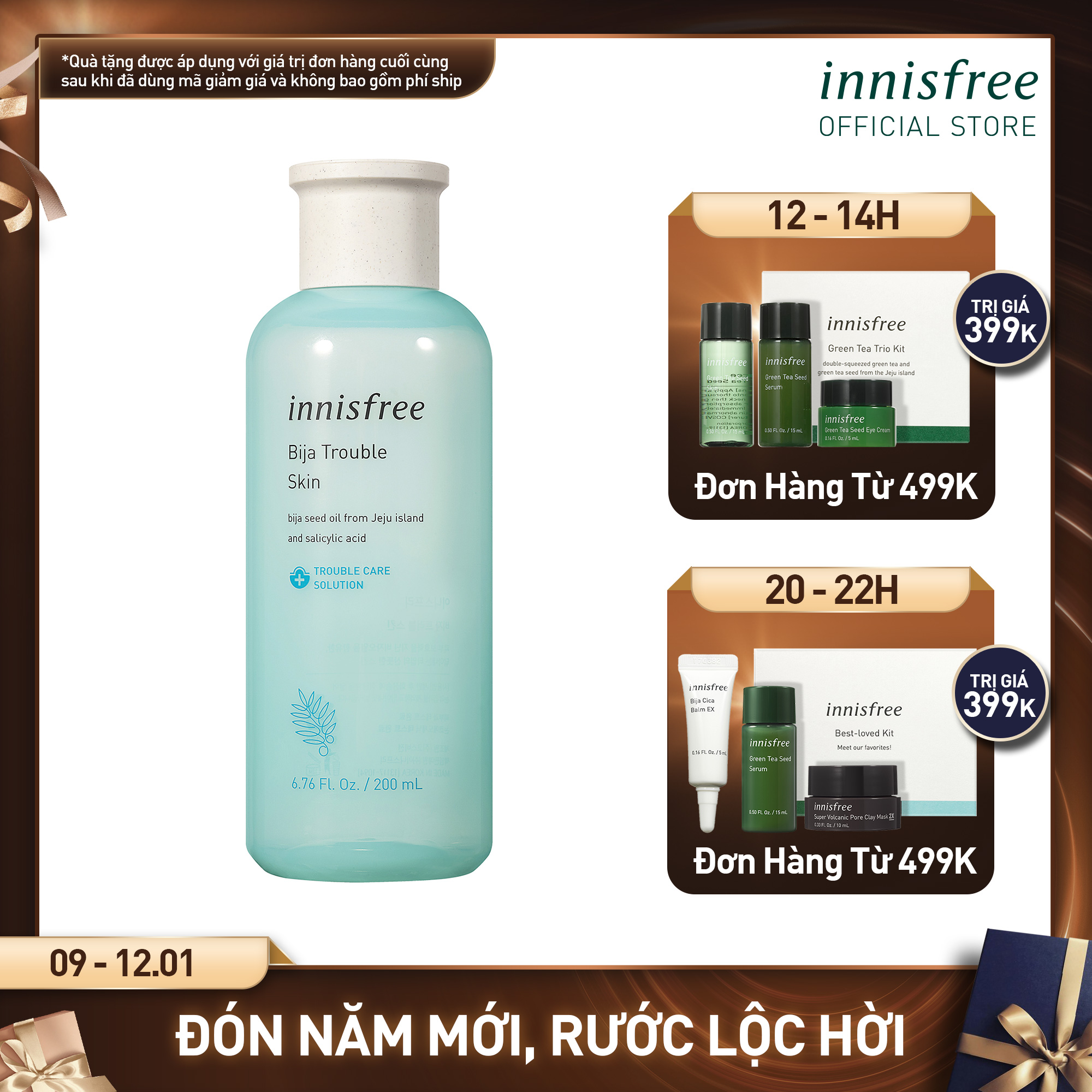 Nước cân bằng dành cho da mụn Innisfree Bija Trouble Skin 200ml