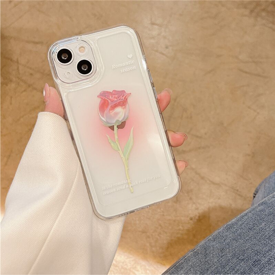 Ốp Lưng Silicon Trong Suốt Space Bảo Vệ Camera Flower Romantic