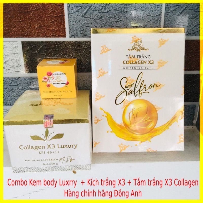 [HCM]COMBO TẮM TRẮNG + KEM BODY + KÍCH TRẮNG COLLAGEN X3 MỸ PHẨM ĐÔNG ANH CHÍNH HÃNG 100%