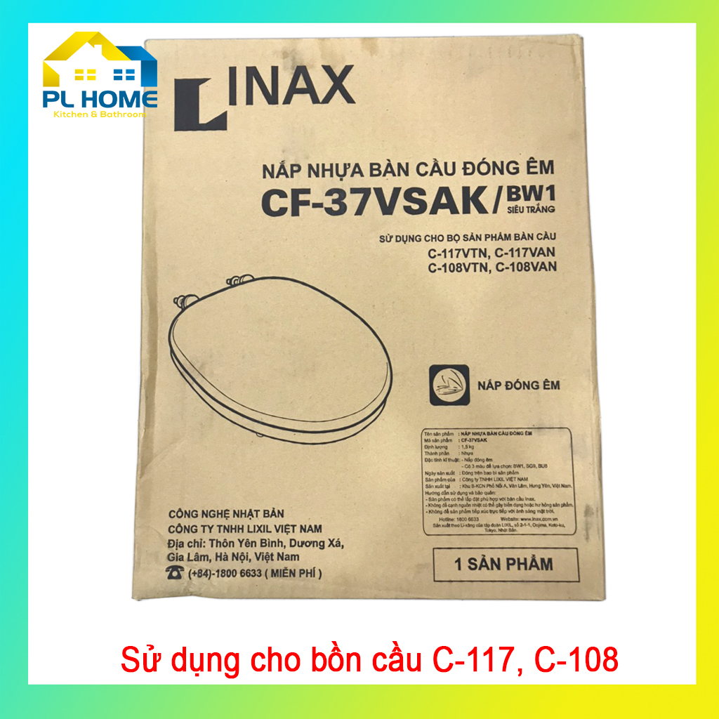 Nắp Bồn Cầu Rơi Êm Inax CF-37 Chính Hãng, Thay Cho Cầu C117, C108